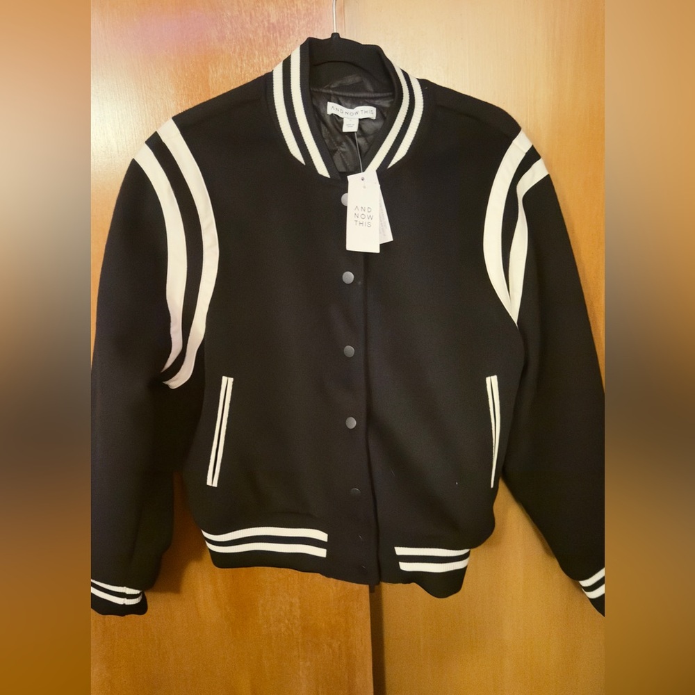 And Now This- Woman’s Varsity Bomber Jacket - Picture 3 of 7